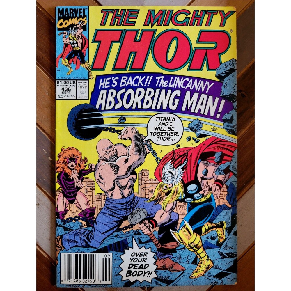 Thor #436 VG/FN (Marvel 1991) Battle vs. Absorbing Man & Titania! Frenz Cover